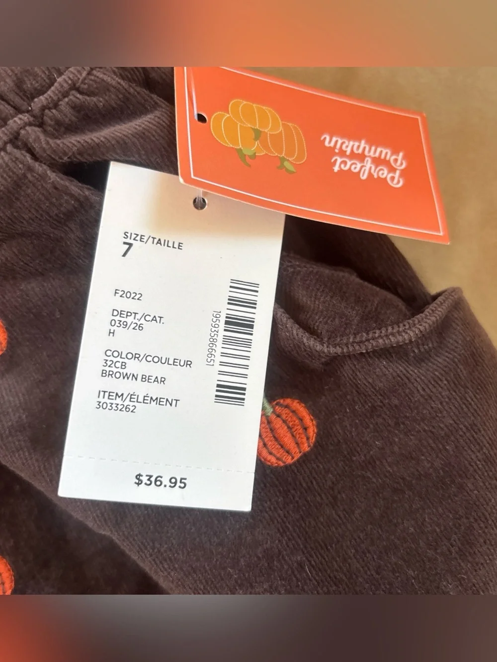 Gymboree Girls 7 Pumpkin Corduroy Skort Skirt NWT Orange Brown Fall